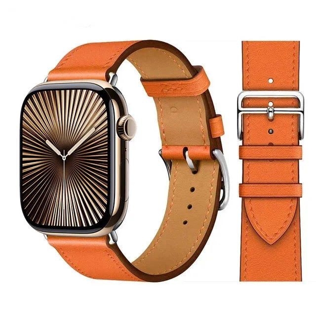 Ersatzarmband für Apple Watch aus Leder für Damen und Herren in Orange