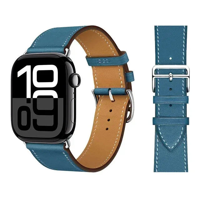 Ersatzarmband für Apple Watch aus Leder für Damen und Herren in Blau