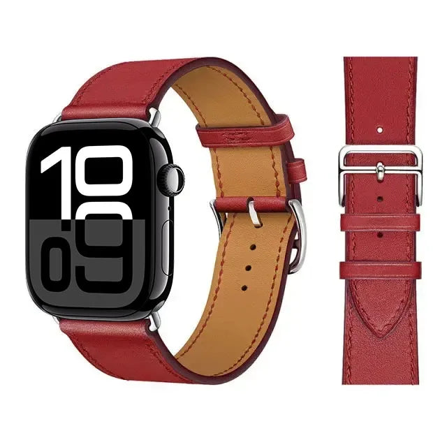 Ersatzarmband für Apple Watch aus Leder für Damen und Herren in Rot