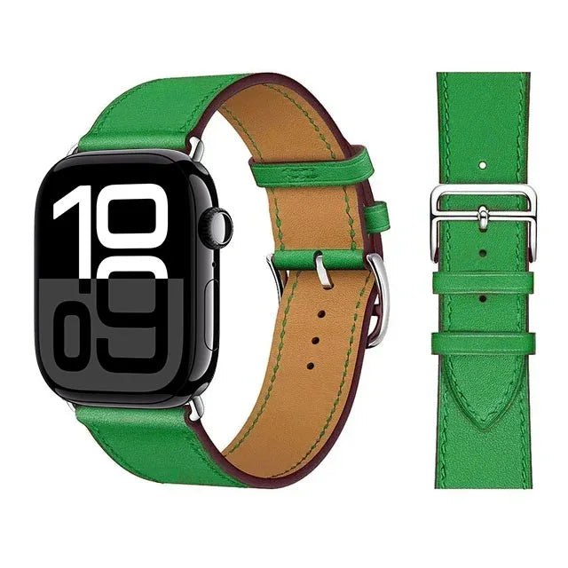 Ersatzarmband für Apple Watch aus Leder für Damen und Herren in Grün