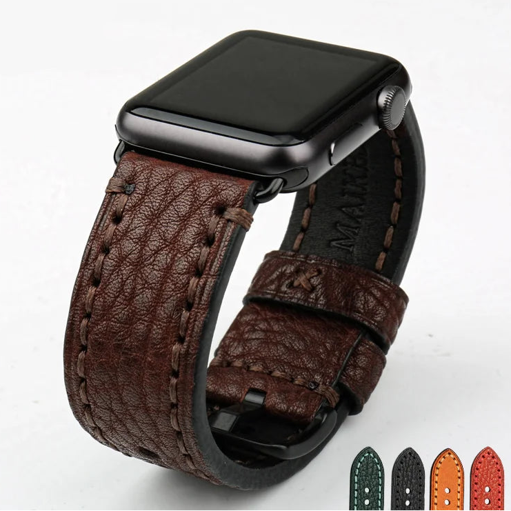 Ersatzarmband für Apple Watch aus gealtertem braunen Leder
