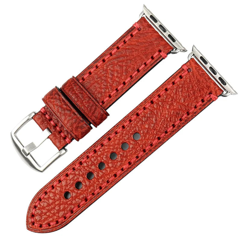 Ersatzarmband für Apple Watch aus gealtertem roten Leder