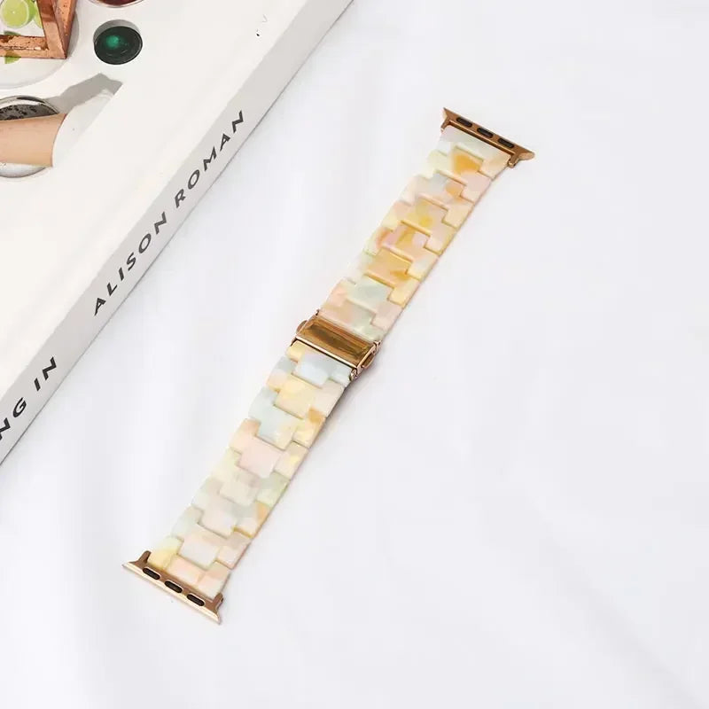 Ersatzarmband für die Apple Watch aus gelb-weißem Harz