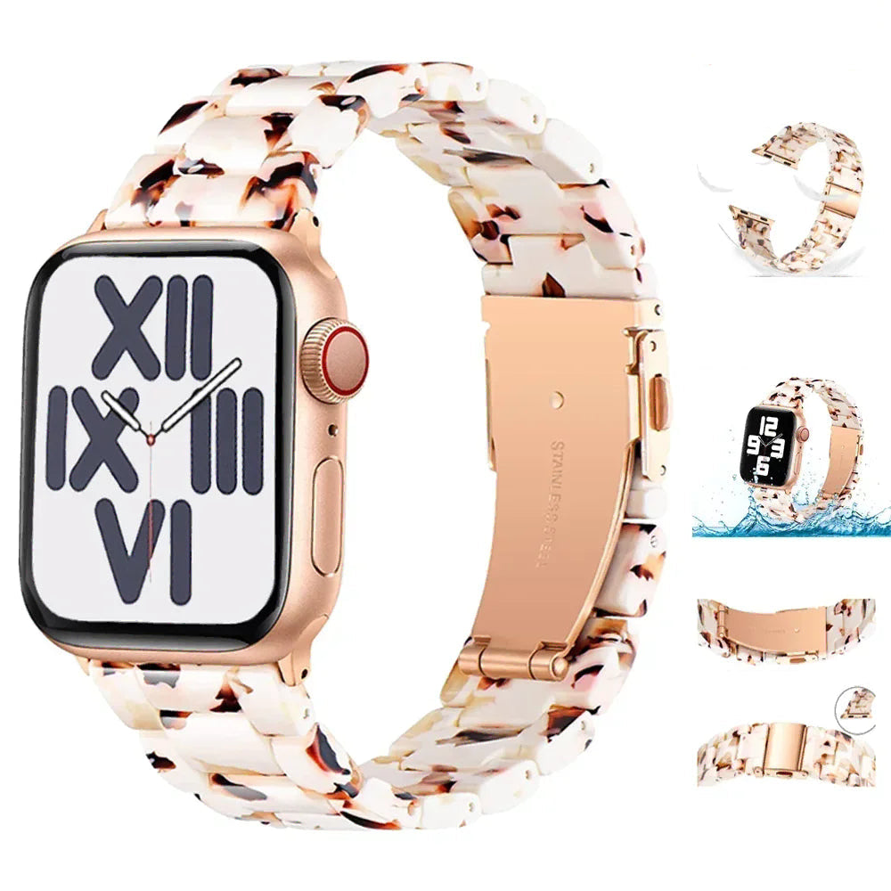 Ersatzarmband für die Apple Watch aus weiß-braunem Harz