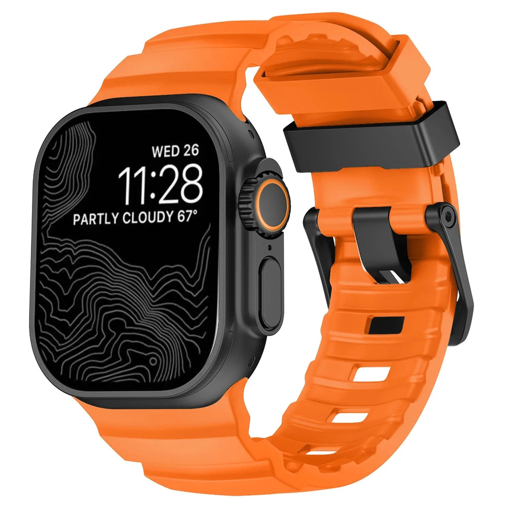 Ersatzarmband für Apple Watch aus dickem orangem Silikon