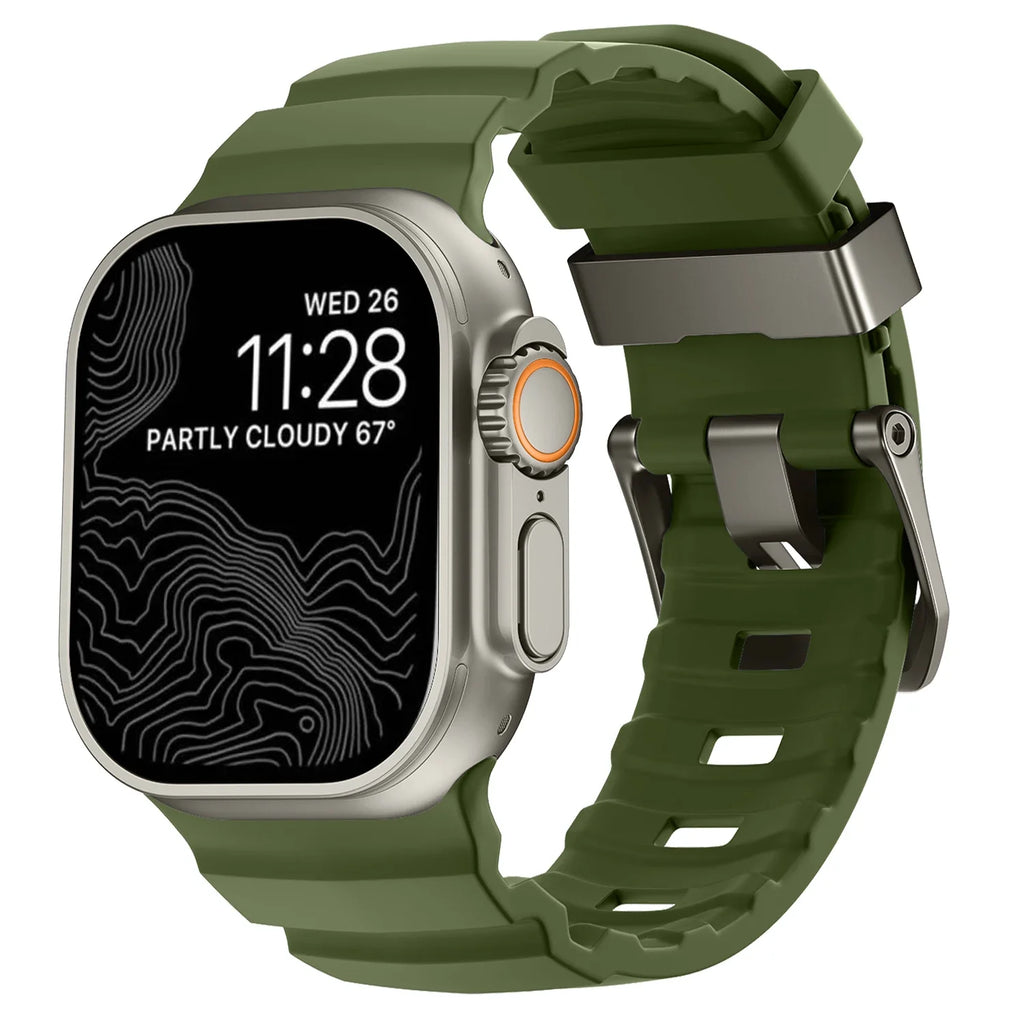 Ersatzarmband für Apple Watch aus dickem grünem Silikon