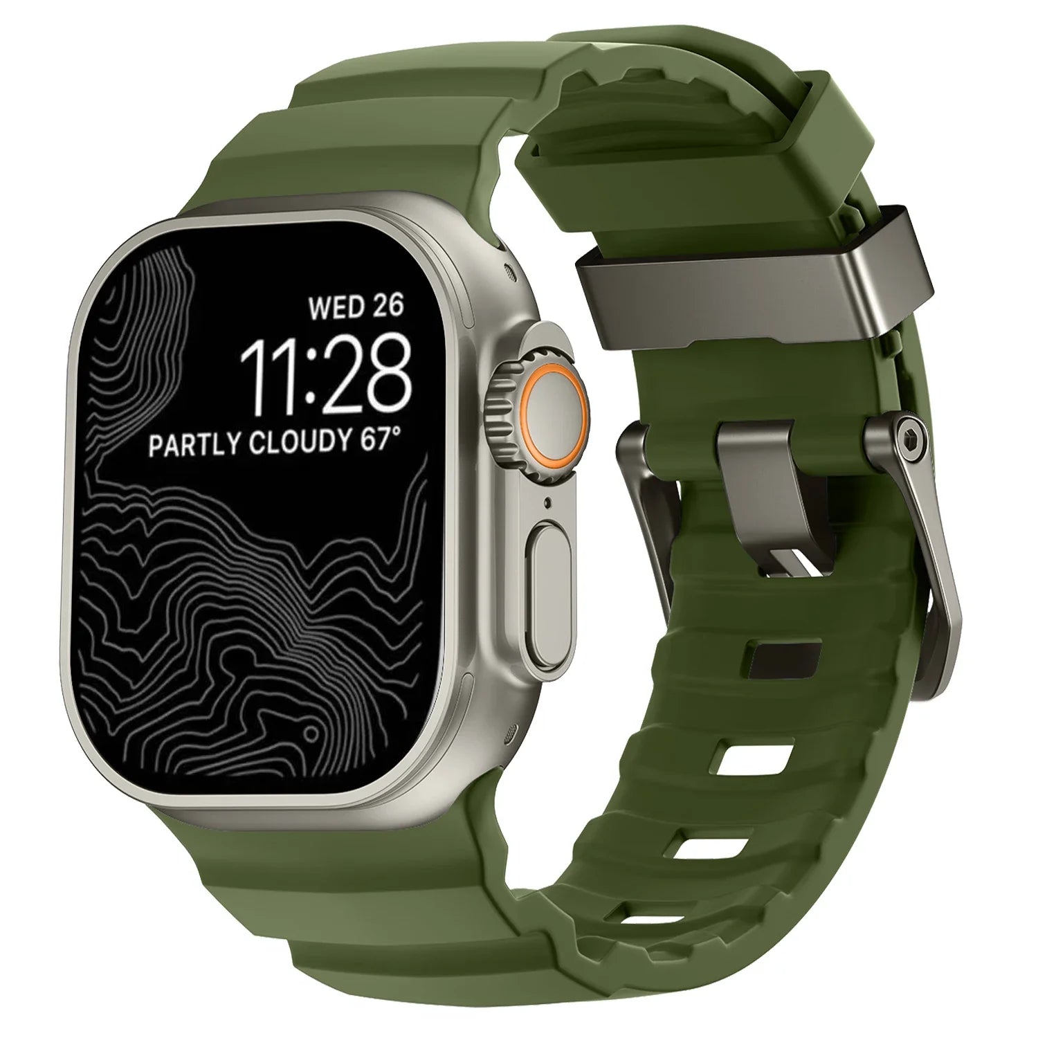 Ersatzarmband für Apple Watch aus dickem grünem Silikon