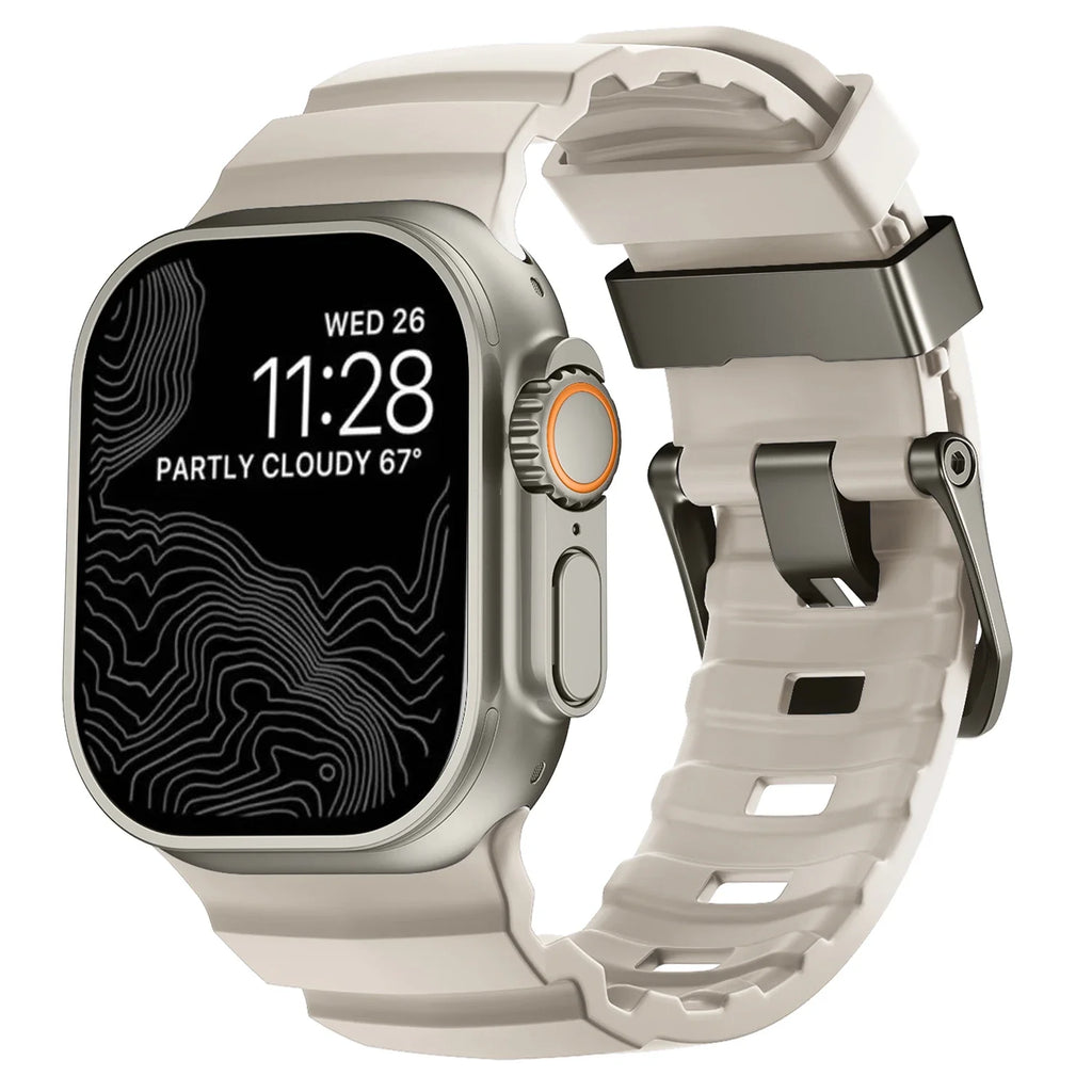 Ersatzarmband für Apple Watch aus dickem weißem Silikon