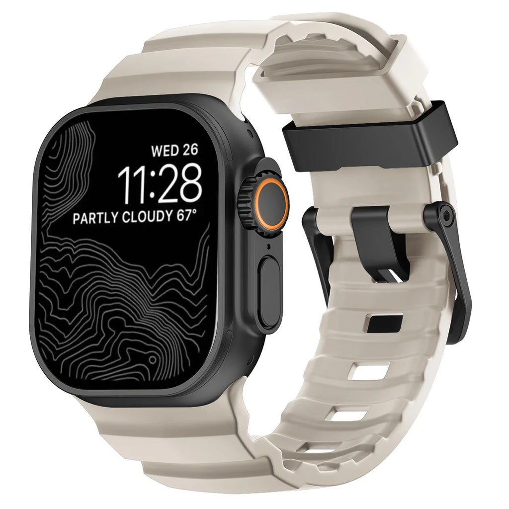 Ersatzarmband für Apple Watch aus dickem weißem Silikon