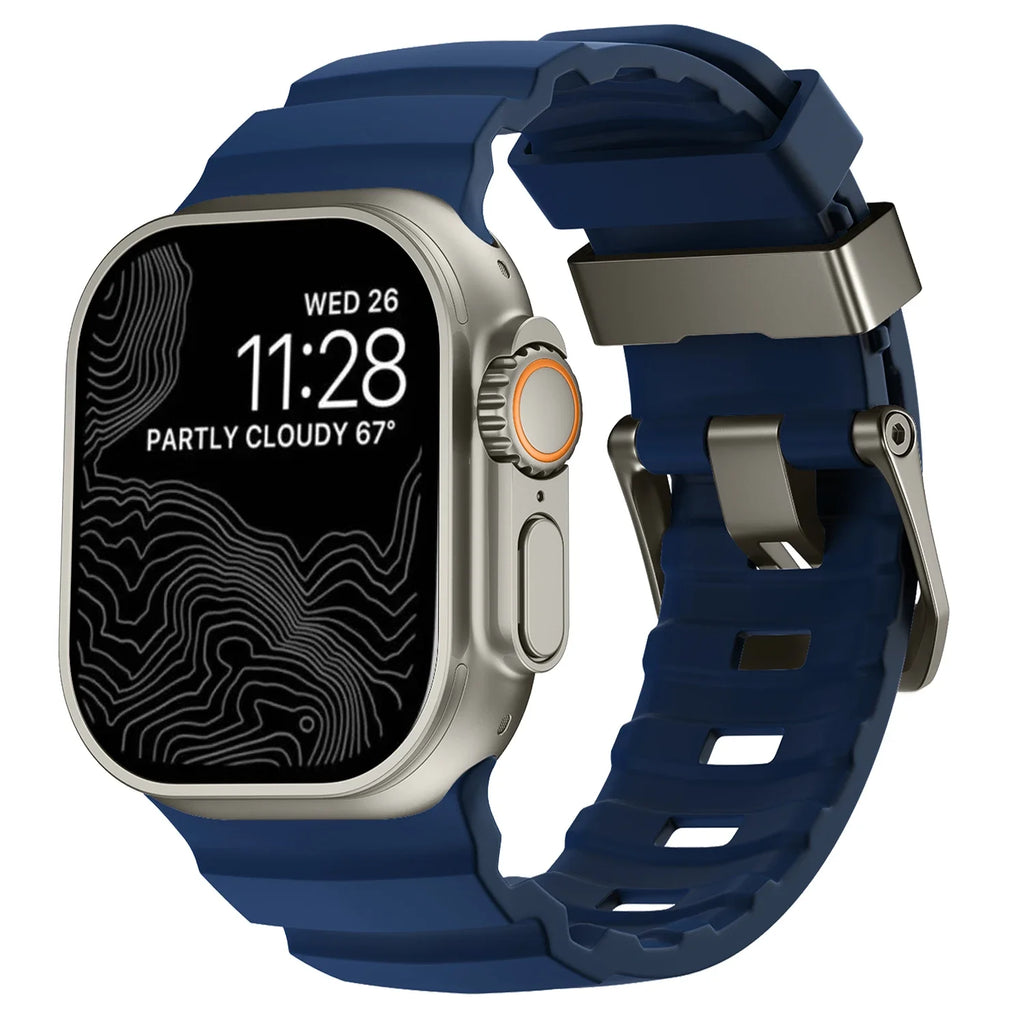 Ersatzarmband für Apple Watch aus dickem blauem Silikon