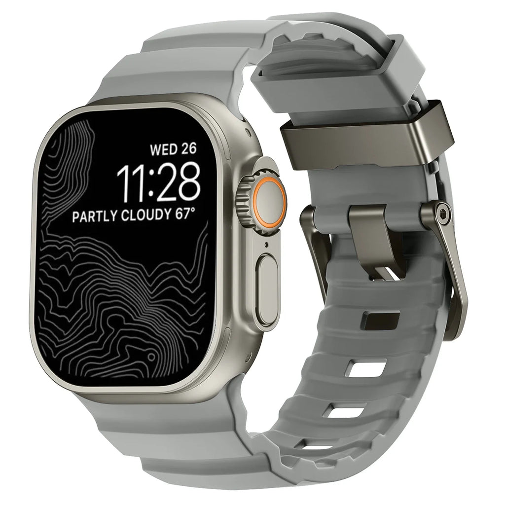 Ersatzarmband für Apple Watch aus dickem grauem Silikon