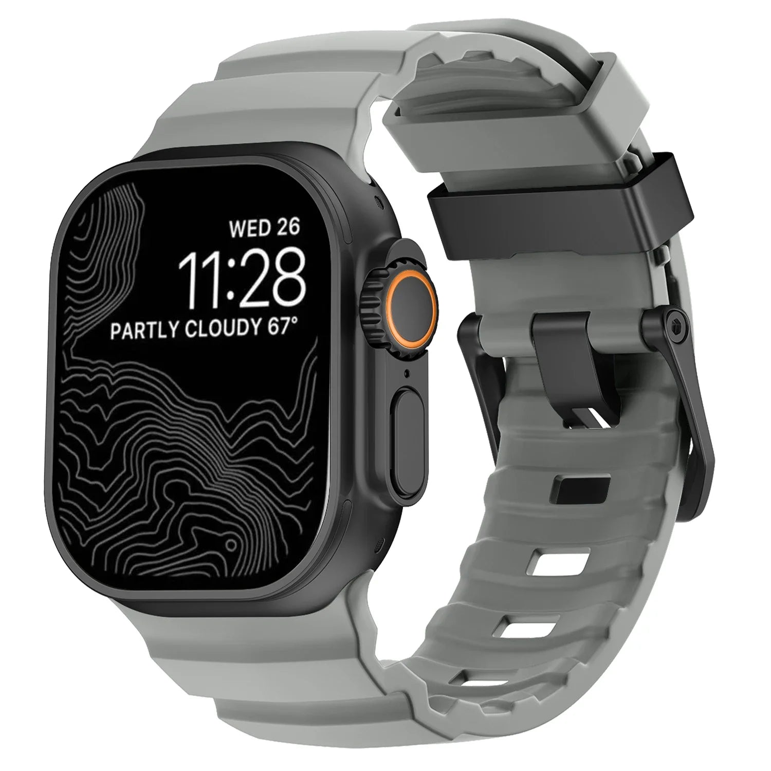 Ersatzarmband für Apple Watch aus dickem grauem Silikon