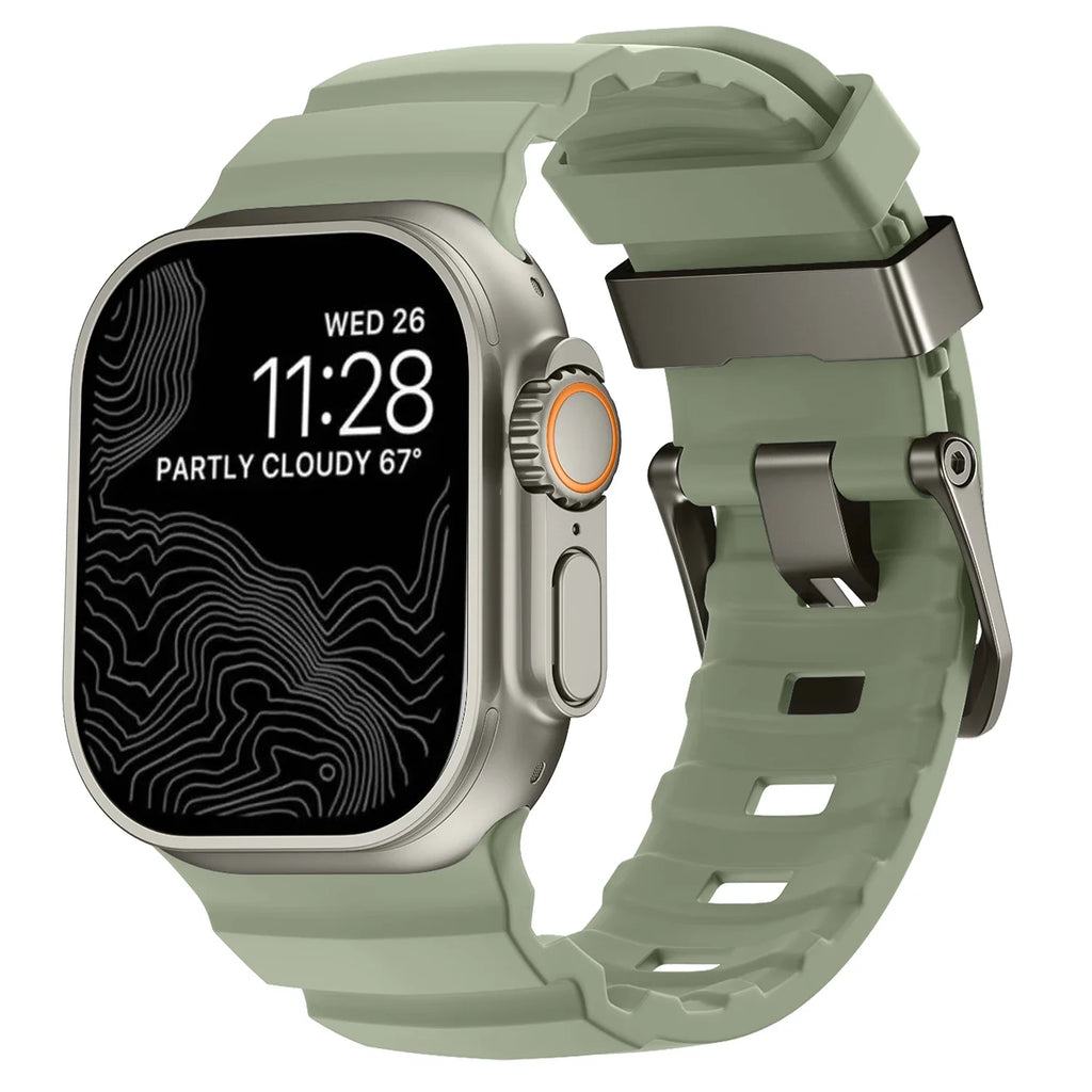 Ersatzarmband für Apple Watch aus dickem grünem Silikon