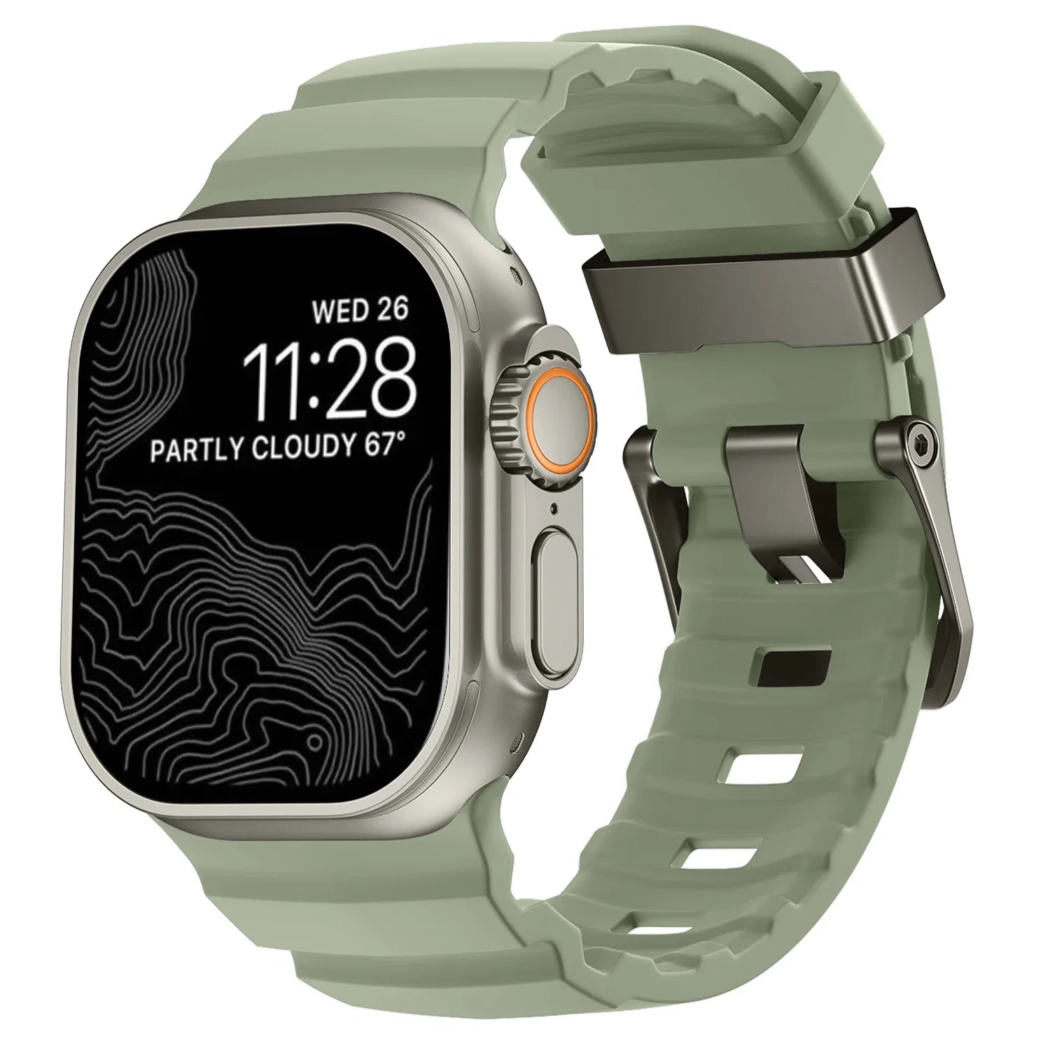 Ersatzarmband für Apple Watch aus dickem grünem Silikon