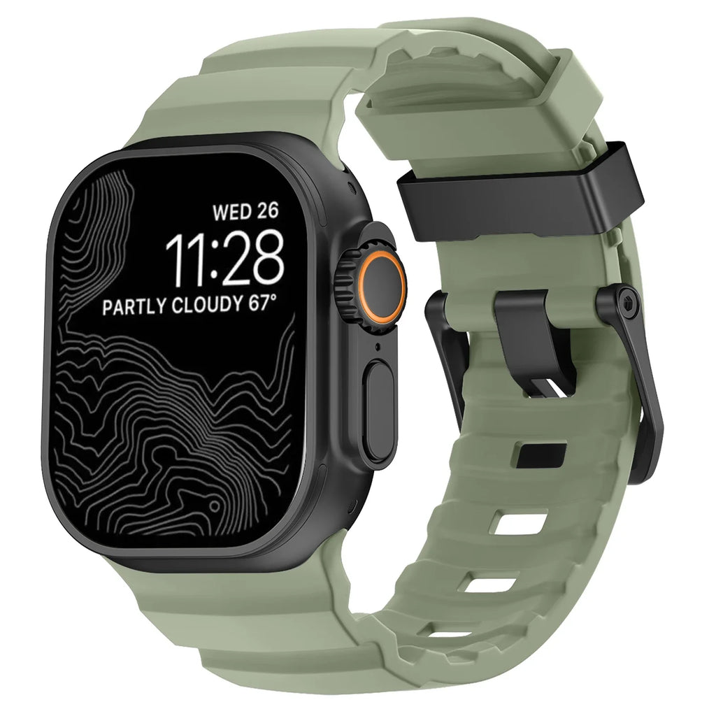 Ersatzarmband für Apple Watch aus dickem grünem Silikon