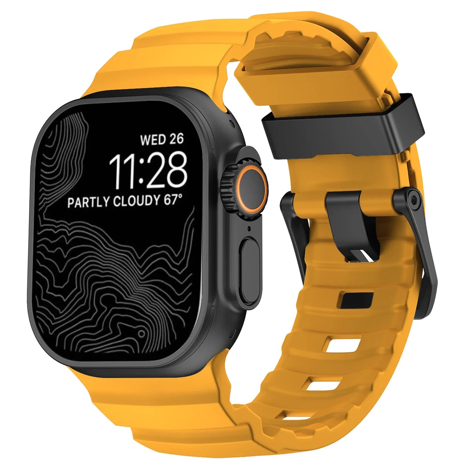 Ersatzarmband für Apple Watch aus dickem gelbem Silikon
