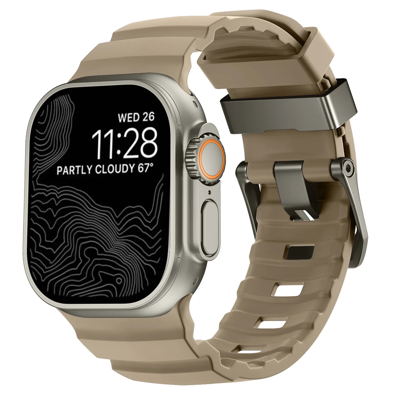 Ersatzarmband für Apple Watch aus dickem braunem Silikon