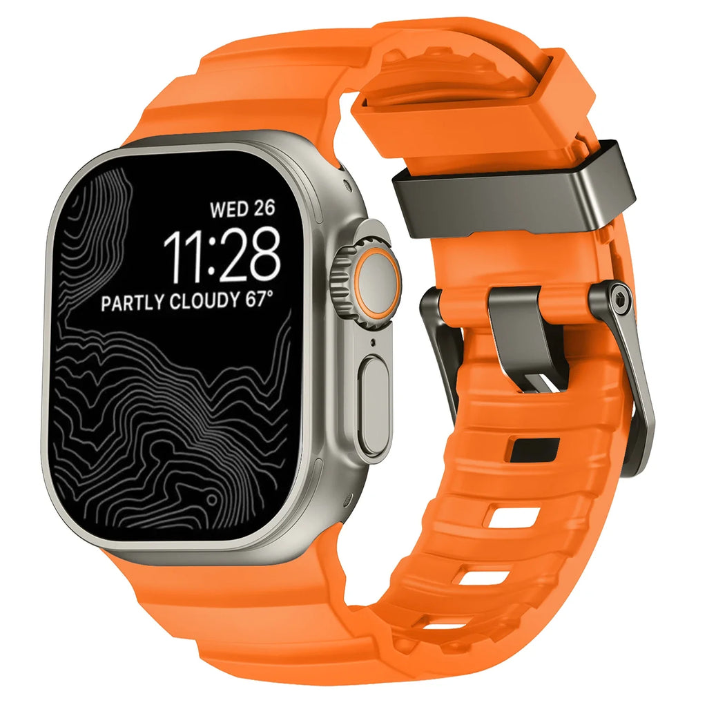 Ersatzarmband für Apple Watch aus dickem orangem Silikon