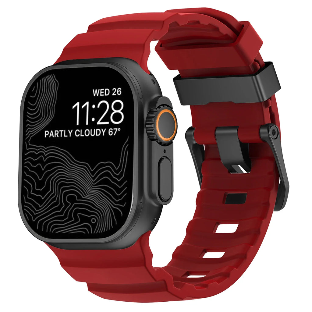 Ersatzarmband für Apple Watch aus dickem rotem Silikon