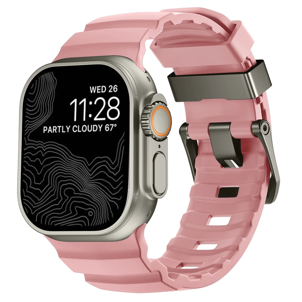 Ersatzarmband für Apple Watch aus dickem rosafarbenem Silikon