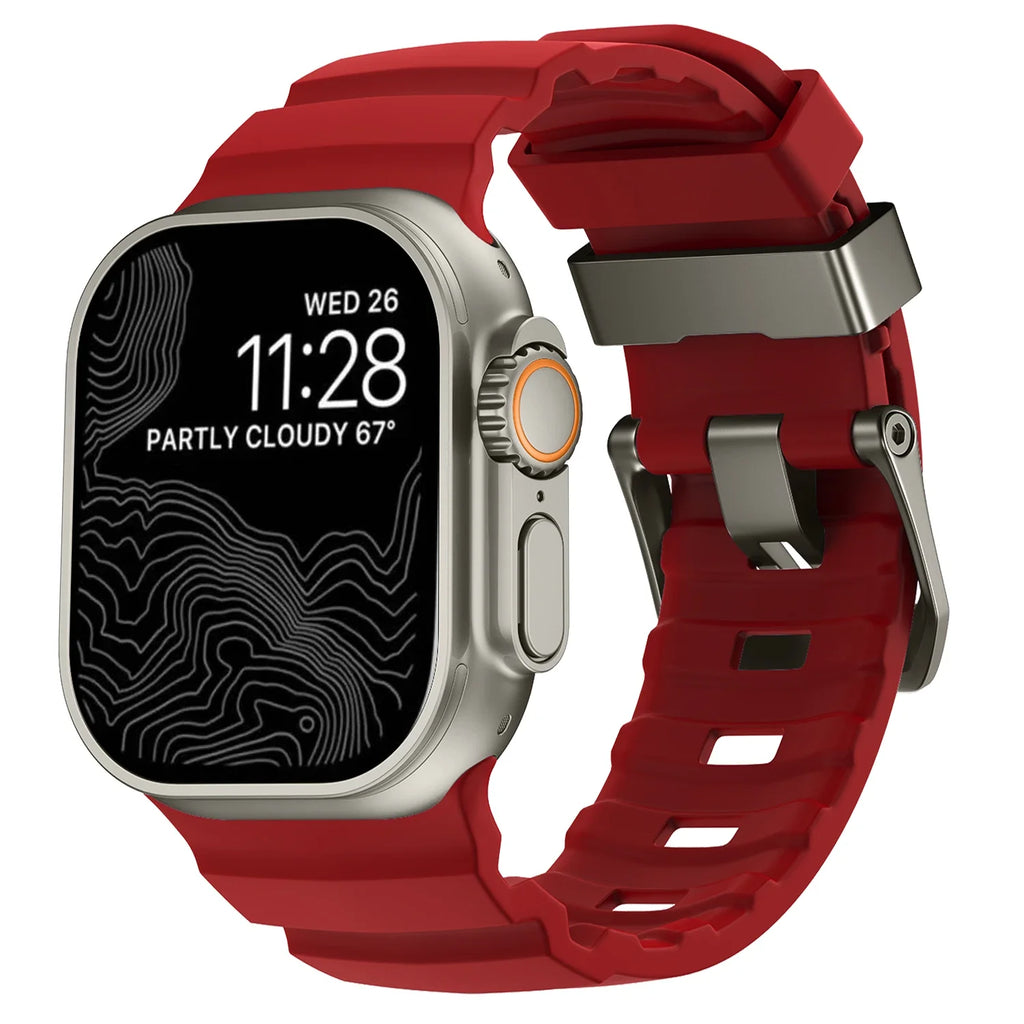 Ersatzarmband für Apple Watch aus dickem rotem Silikon