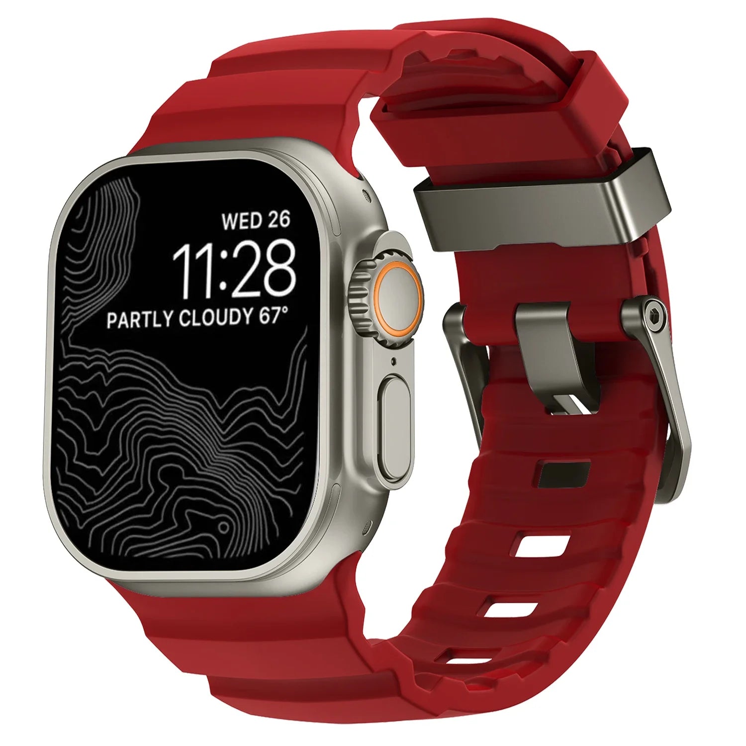 Ersatzarmband für Apple Watch aus dickem rotem Silikon