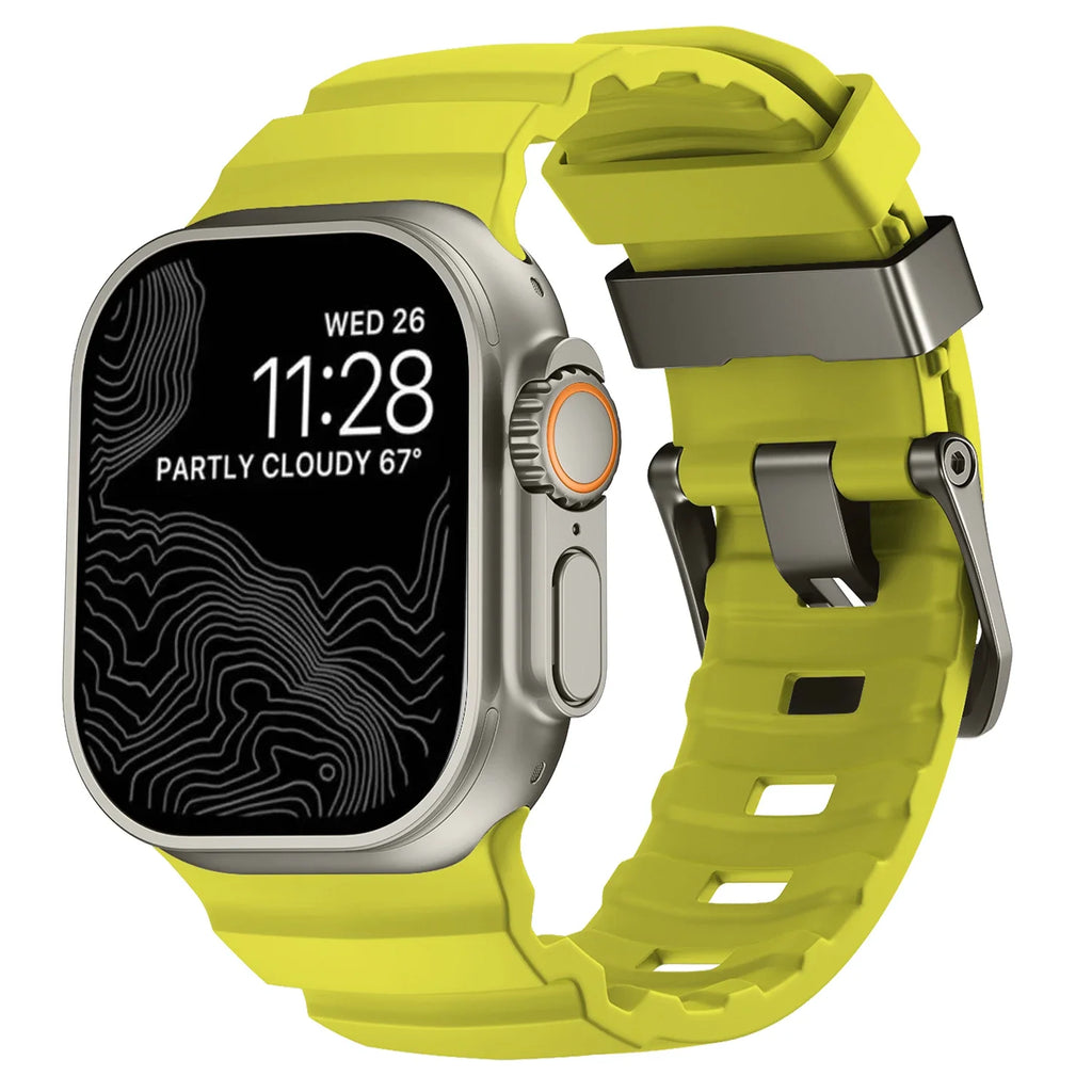 Ersatzarmband für Apple Watch aus dickem grüngelbem Silikon