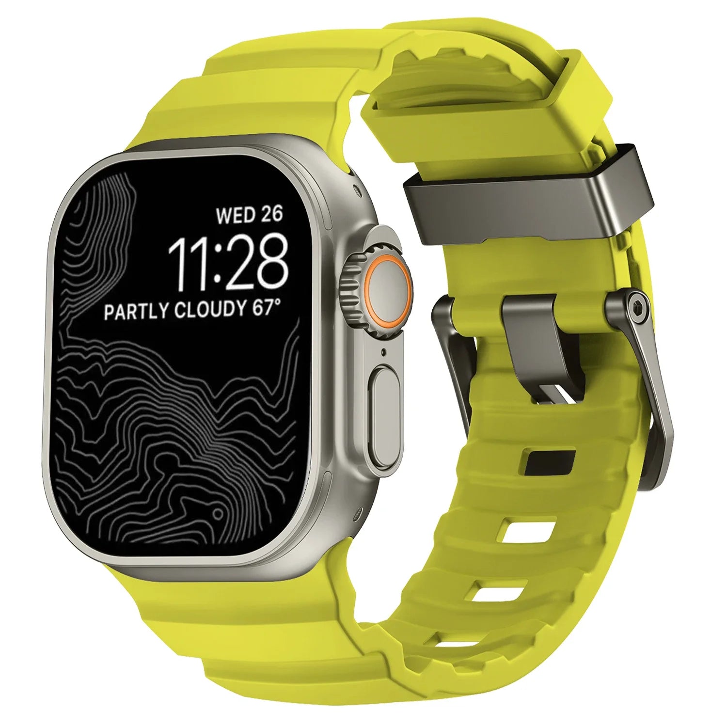 Ersatzarmband für Apple Watch aus dickem grüngelbem Silikon