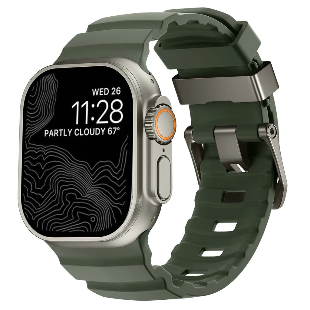 Ersatzarmband für Apple Watch aus dickem grünem Silikon