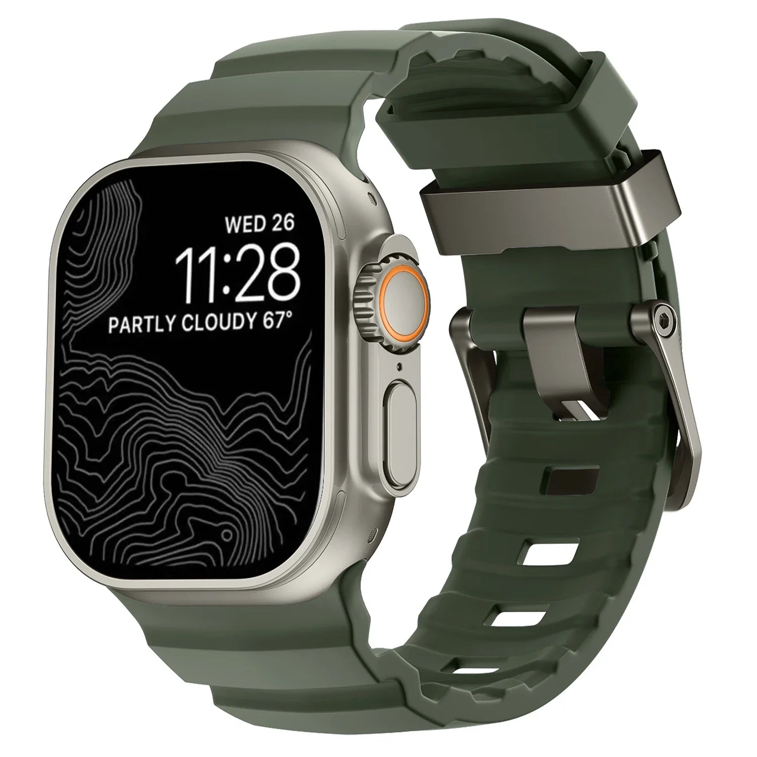 Ersatzarmband für Apple Watch aus dickem grünem Silikon