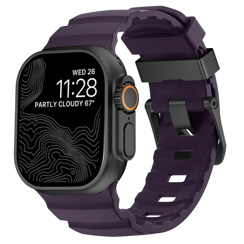 Ersatzarmband für Apple Watch aus dickem violettem Silikon