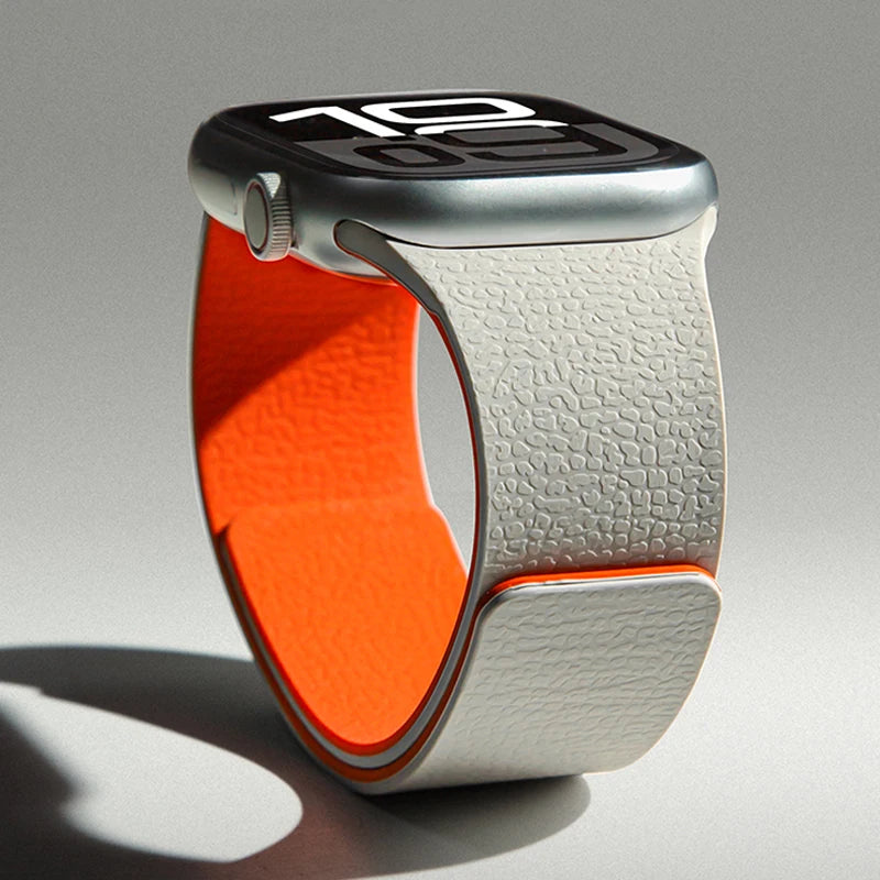 Magnetisches Ersatzarmband aus Silikon für die Apple Watch in Grau-Orange