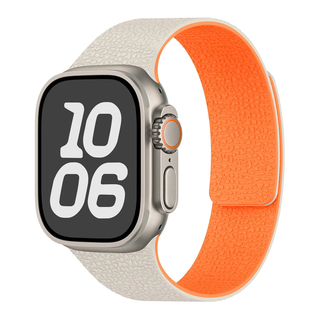 Magnetisches Ersatzarmband aus Silikon für die Apple Watch in Beige-Orange