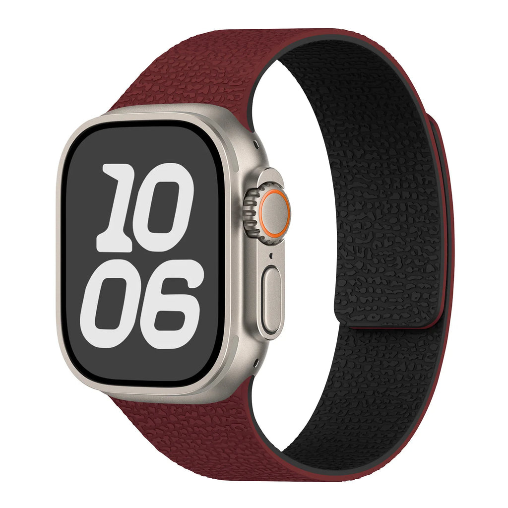 Magnetisches Ersatzarmband aus Silikon für die Apple Watch in Rot-Schwarz
