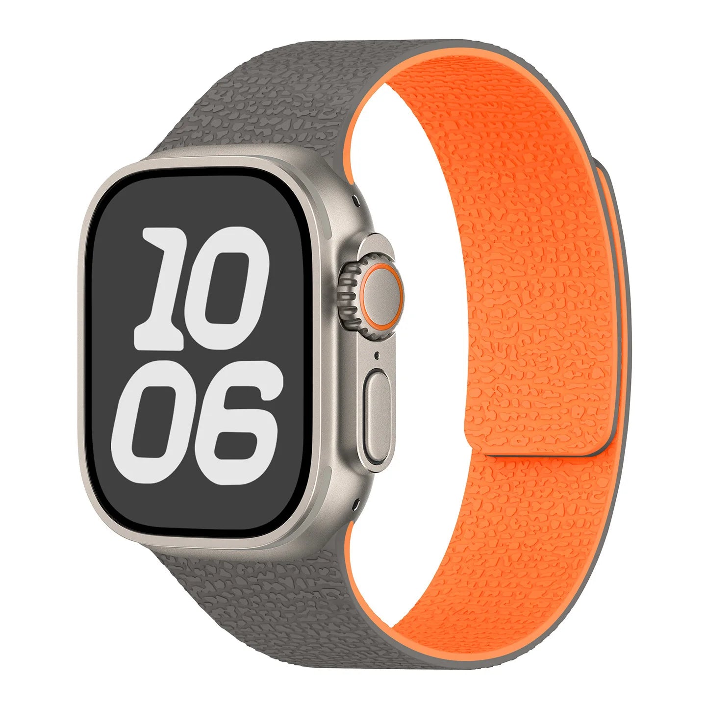 Magnetisches Ersatzarmband aus Silikon für die Apple Watch in Grau-Orange