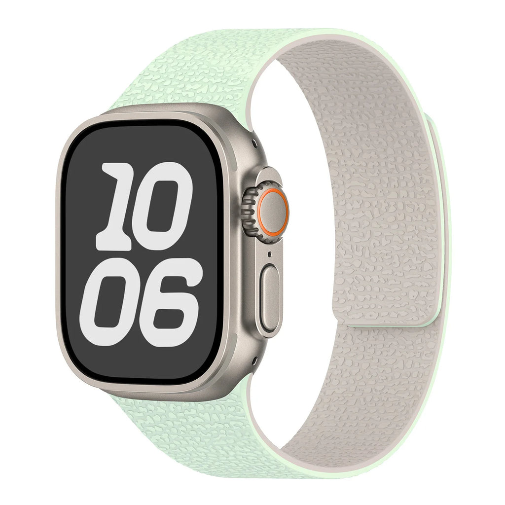 Magnetisches Ersatzarmband aus Silikon für die Apple Watch in Minzgrün-Weiß