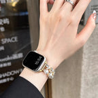Ersatzarmband für die Apple Watch mit Strass und goldfarbenen Perlen und Perlen