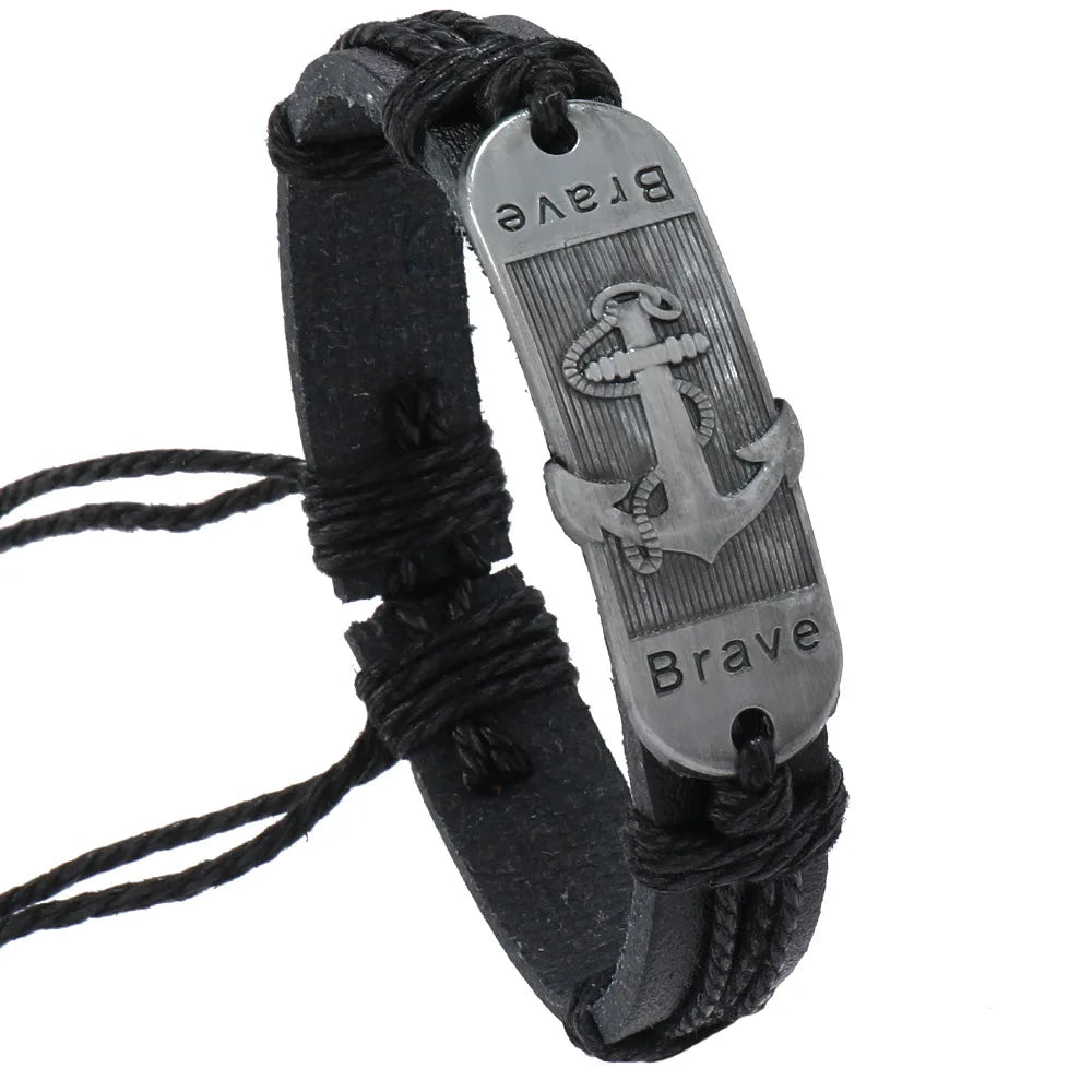 Lederarmband mit Anker-Motiv 