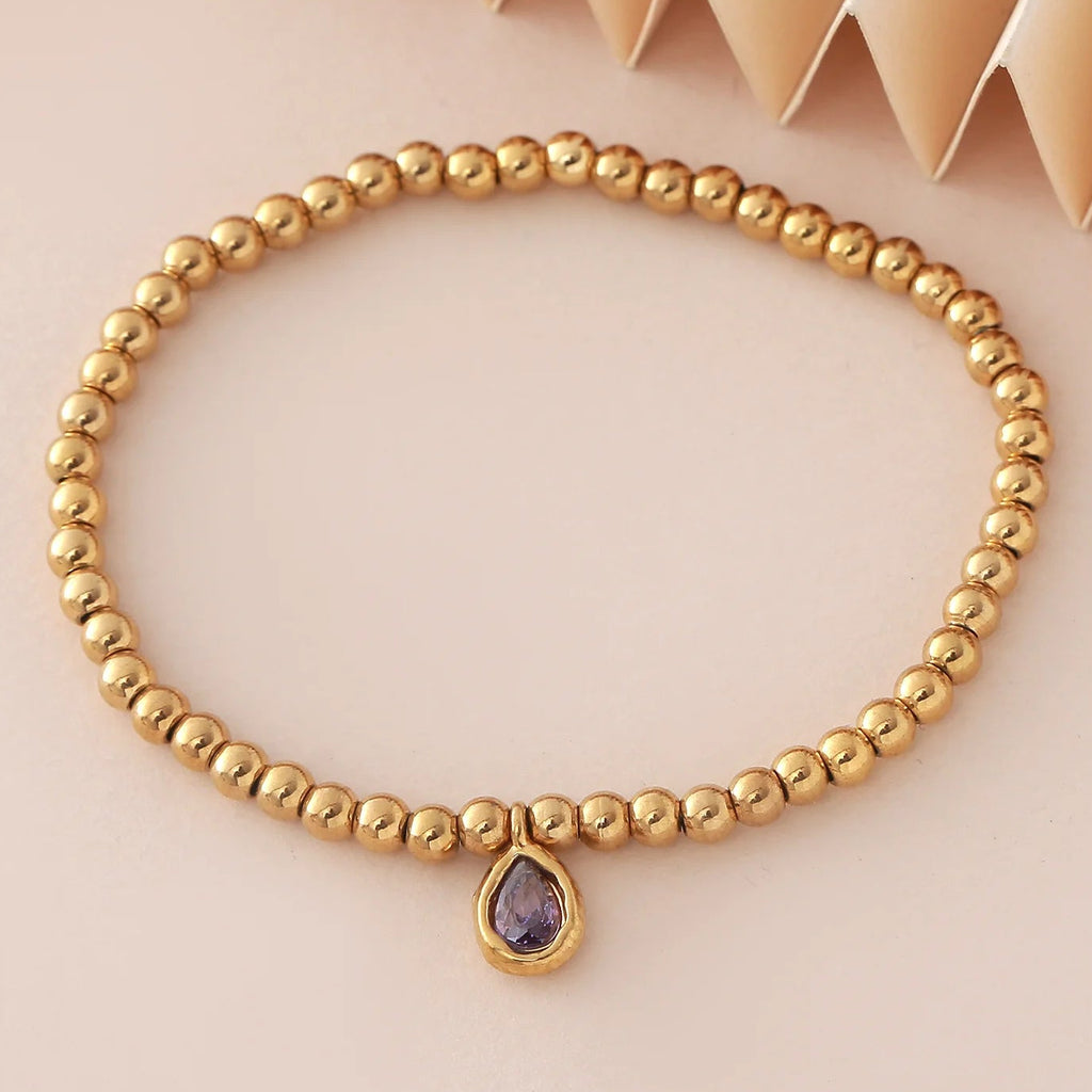Vergoldetes Armband mit Geburtsstein für Damen