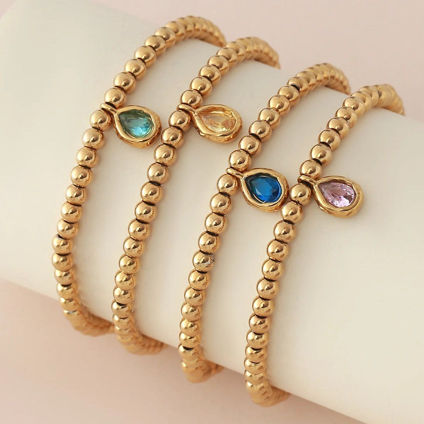 Vergoldetes Armband mit Geburtsstein für Damen