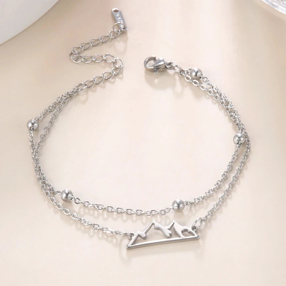 Doppelarmband mit Berganhänger silber