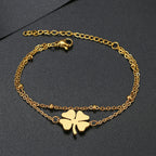 Doppelarmband mit vierblättrigem Kleeblatt in Gold