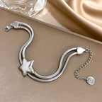 Doppelreihiges Armband mit gewölbtem Stern aus Silber