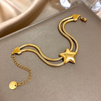 Doppelreihiges Armband mit gewölbtem Stern aus Gold