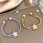 Doppelreihiges Armband mit gewölbtem Stern aus Silber