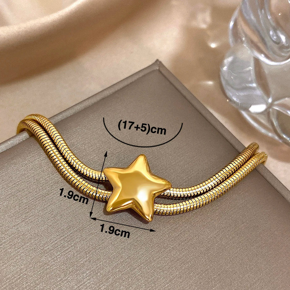 Doppelreihiges Armband mit gewölbtem Stern