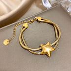 Doppelreihiges Armband mit gewölbtem Stern aus Gold