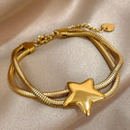 Doppelreihiges Armband mit gewölbtem Stern aus Gold