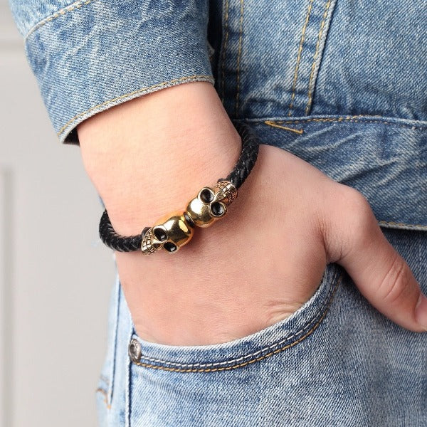 Doppelter Totenkopf-Armband 