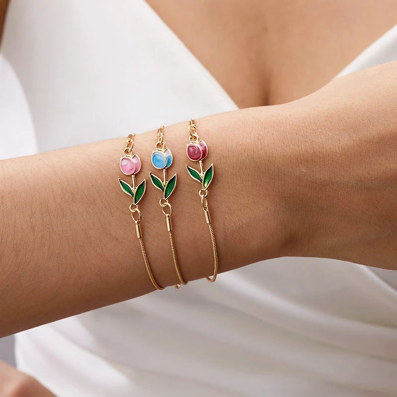 Elegantes Armband Rote Tulpenblume